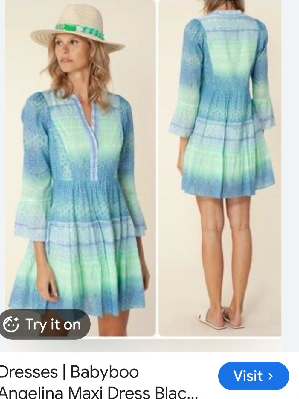 Hale Bob Blue Green Mini Dress